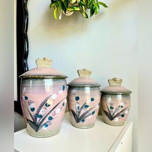 Hand Thrown Pottery Canisters Signed "Nicol"